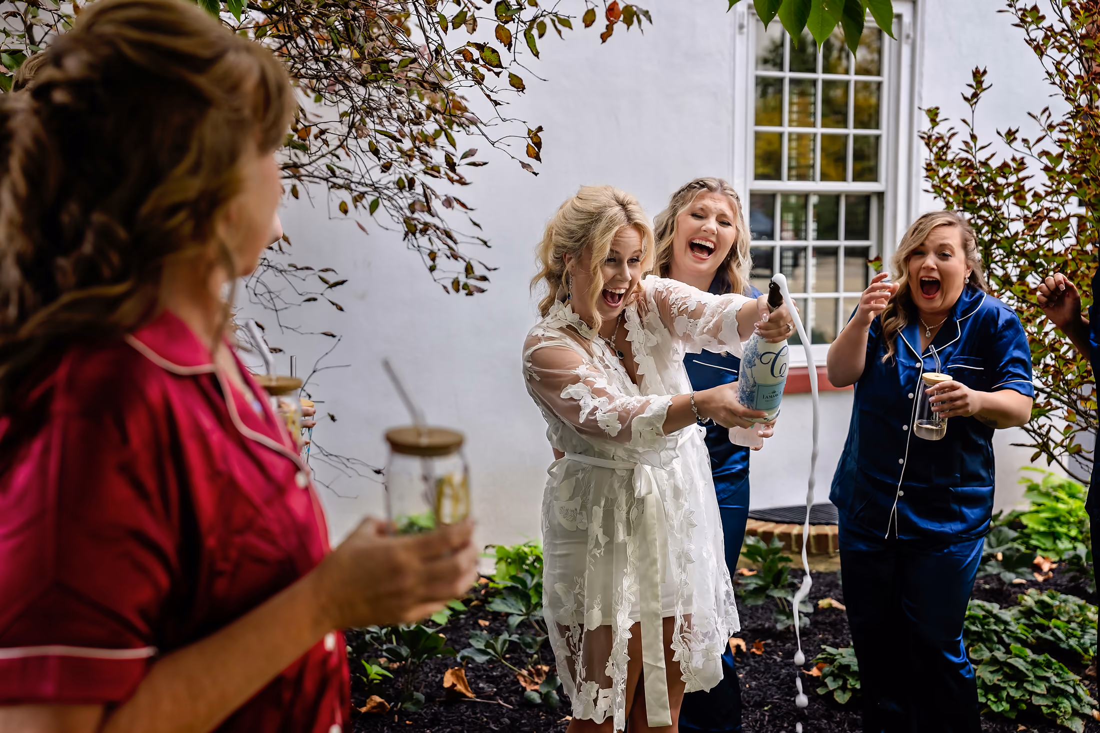 Guests gathered at a decorated table