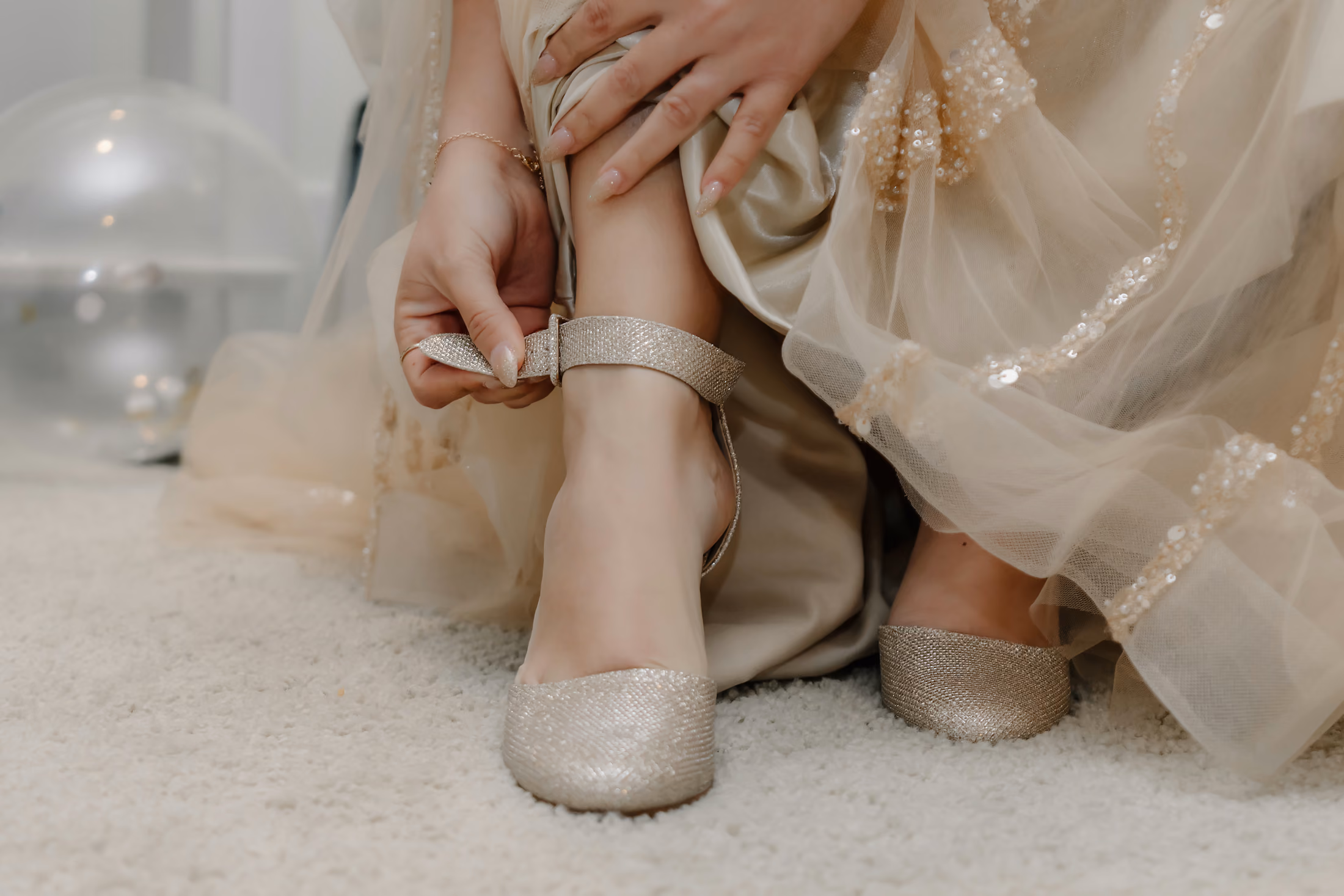 Close-up of the bridal heels