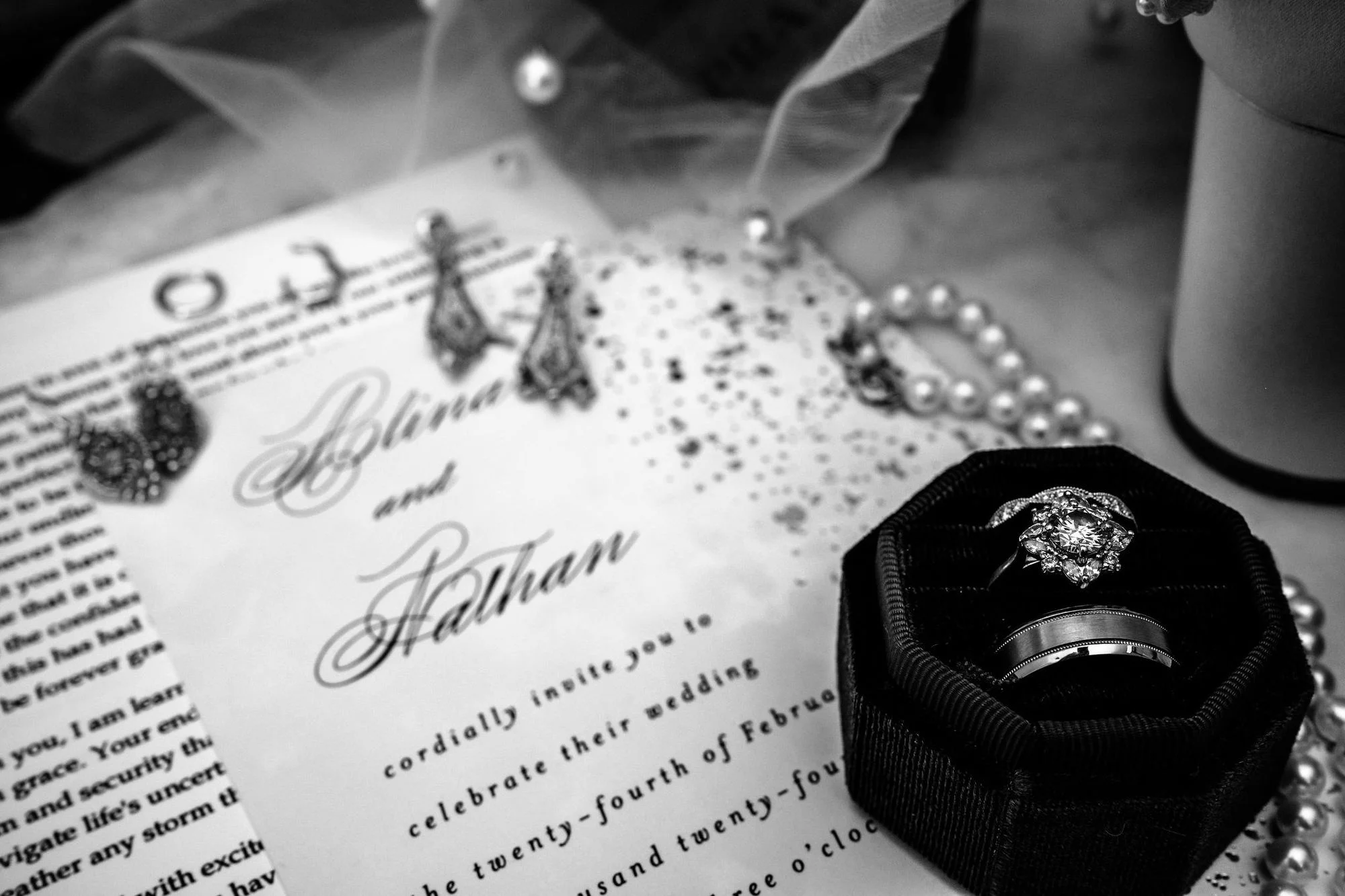 Detail of the invitations and ring