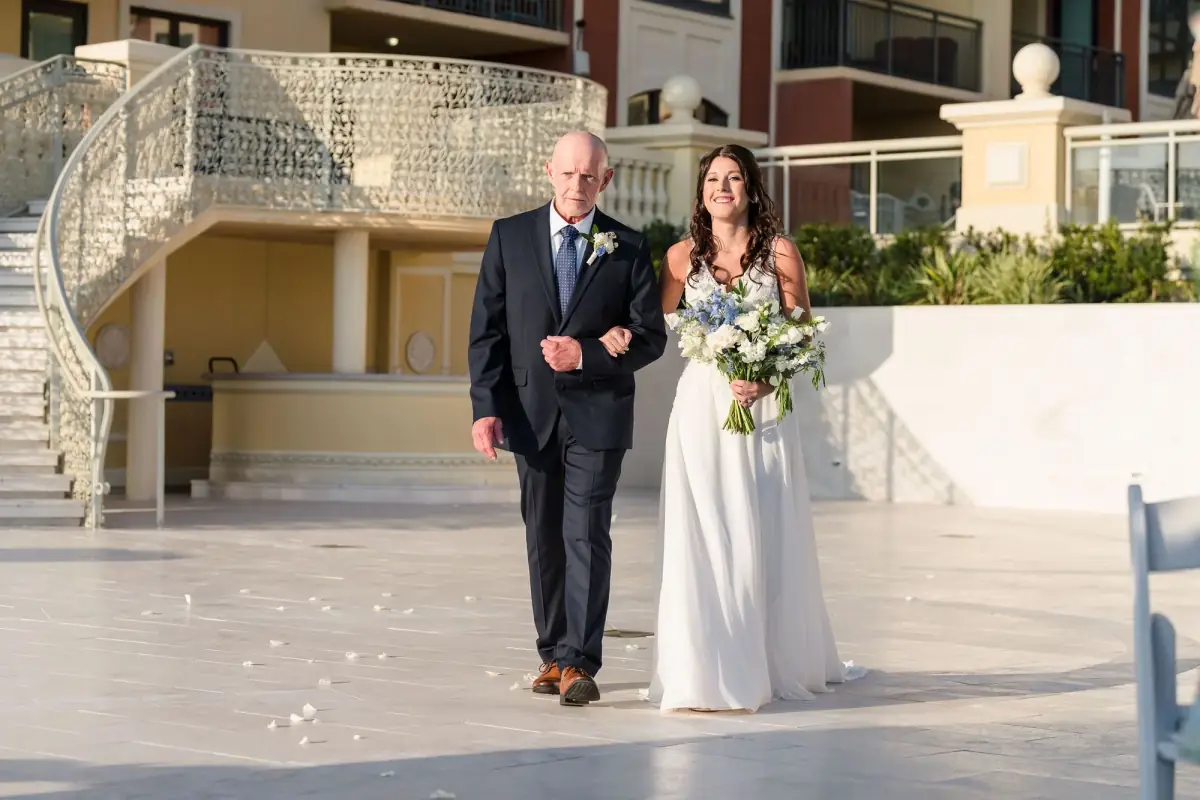 Bride descending the grand staircase
