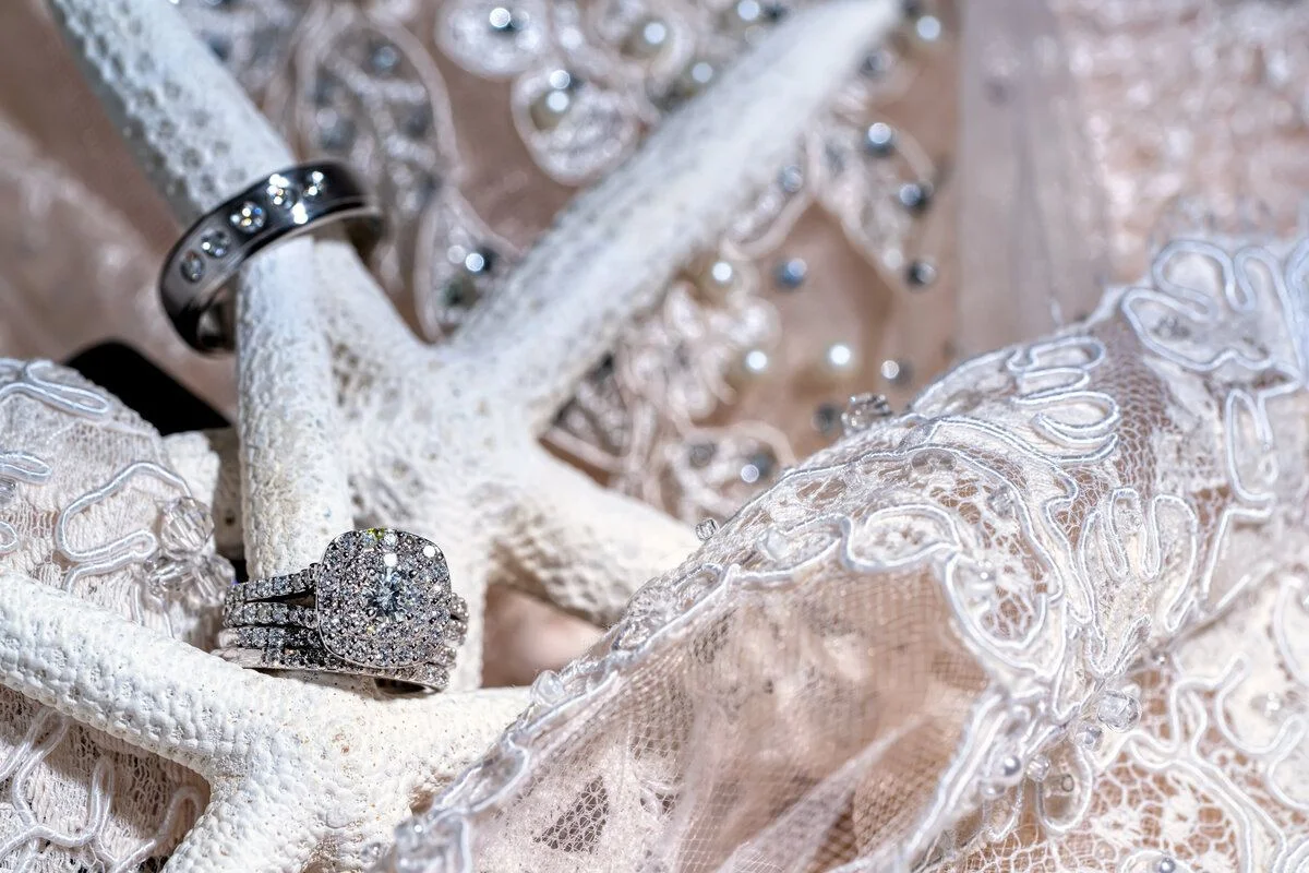 Lace and rings in soft detail