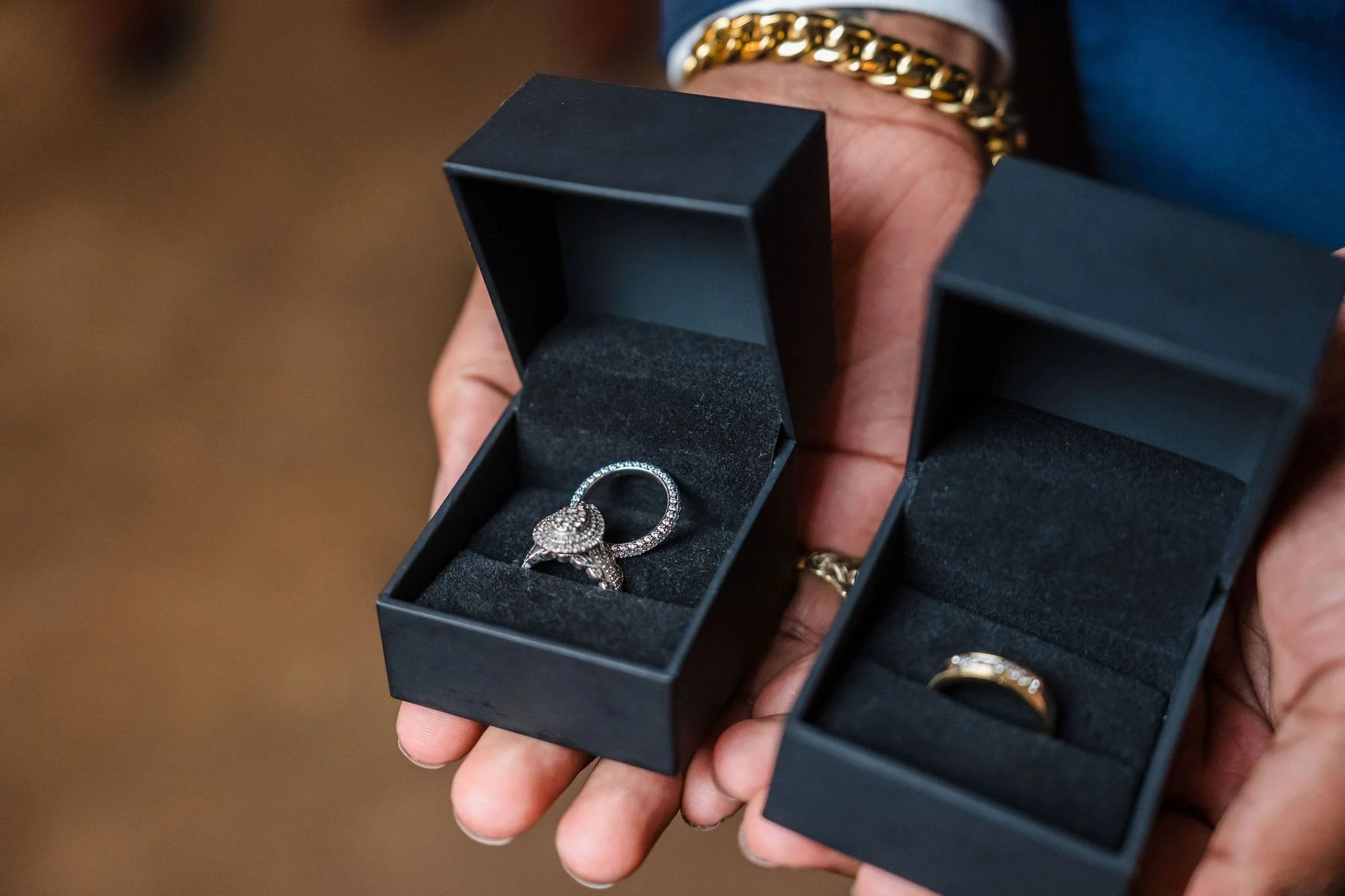 Wedding ring held in its box