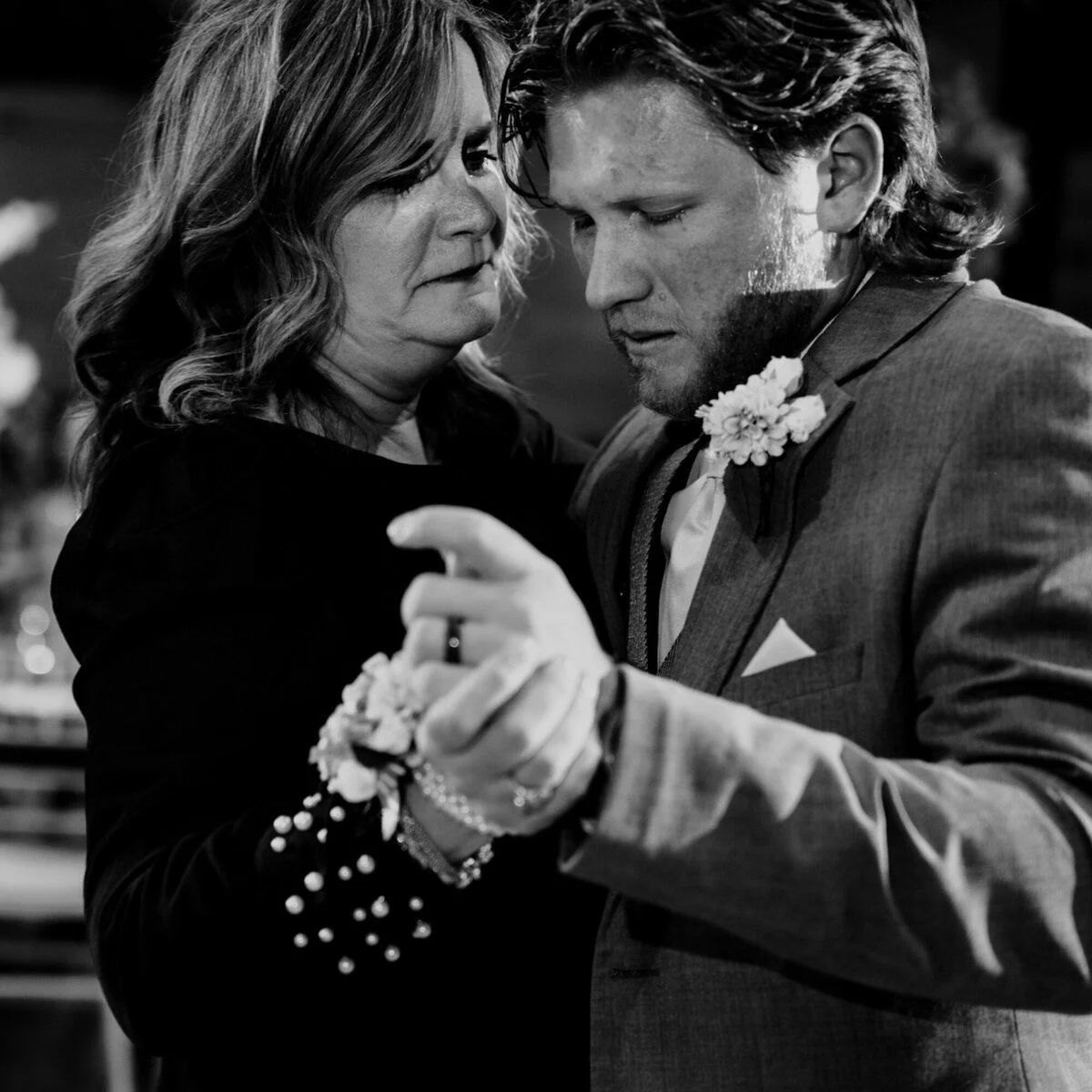 Couple dancing cheek to cheek