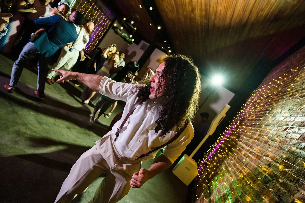 Sparklers and music light up the open-air reception